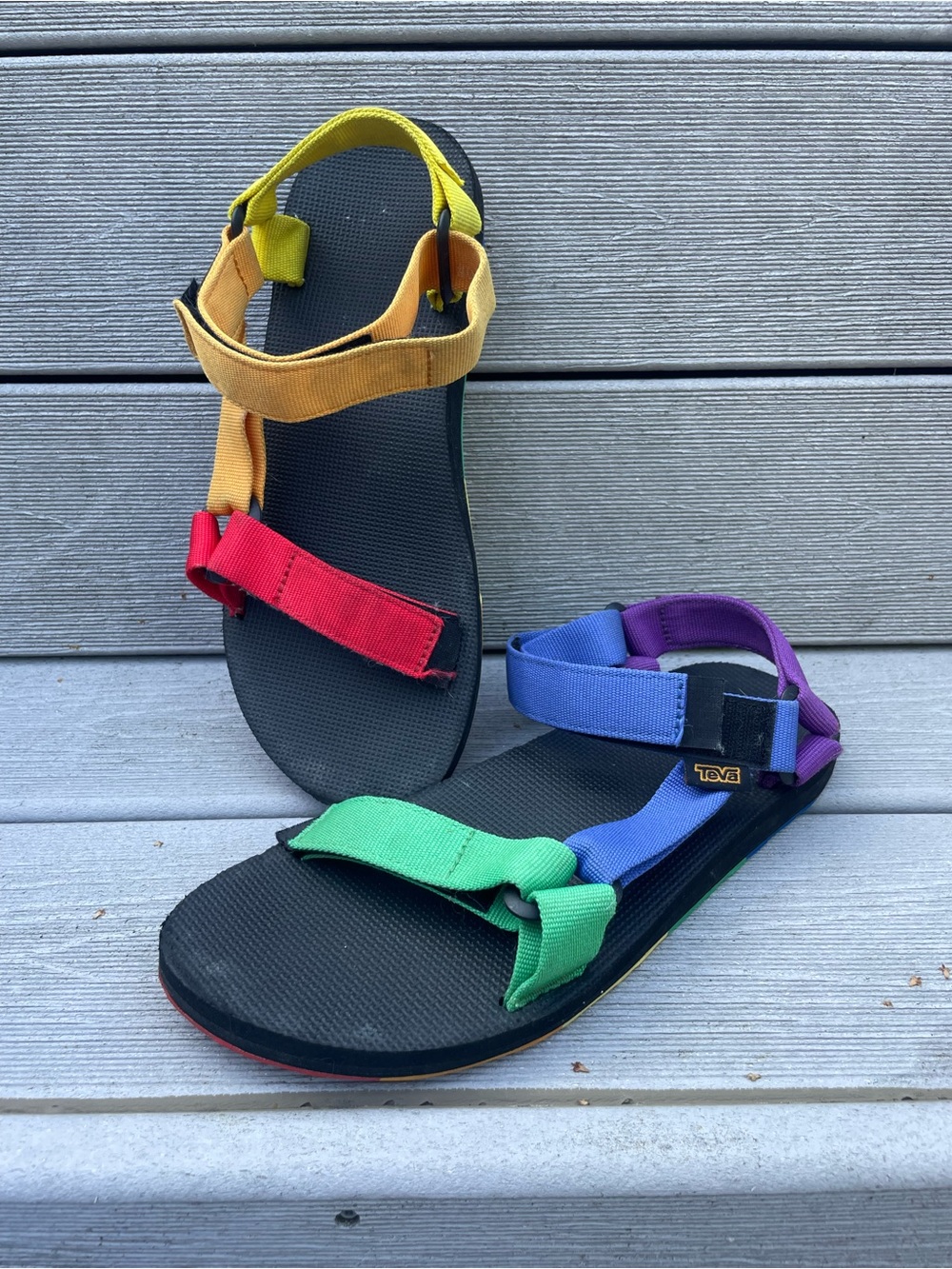 Teva Original Universal Black Rainbow Sport Sandals Size 10 Pride Festival